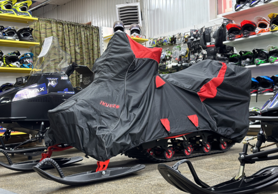 Чехол транспорт. снегохода IKUDZO HUNTER черно-красный Оксфорд ПРЕМИУМ качества с лого IKUDZO в Ногинске