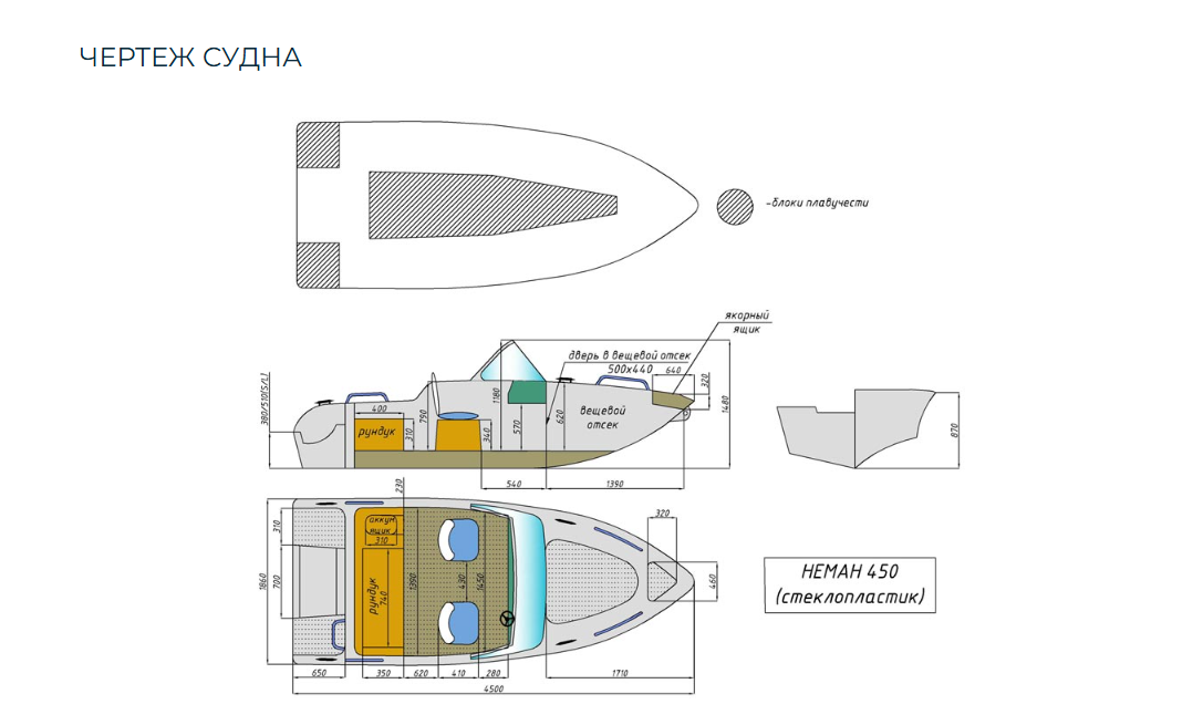 Стеклопластиковый катер Neman-450 в Ногинске