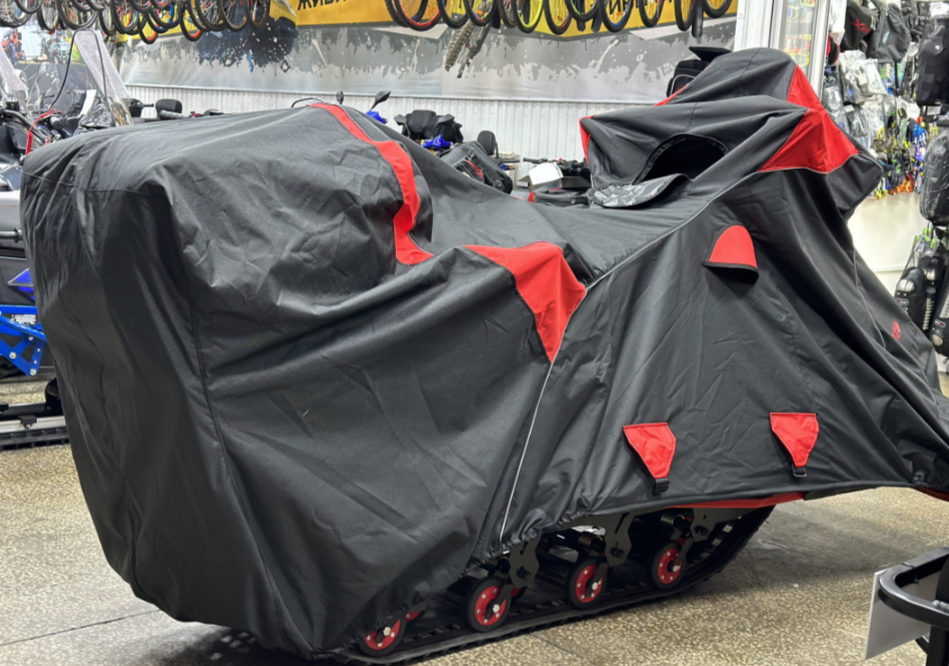 Чехол транспорт. снегохода IKUDZO HUNTER черно-красный Оксфорд ПРЕМИУМ качества с лого IKUDZO в Ногинске