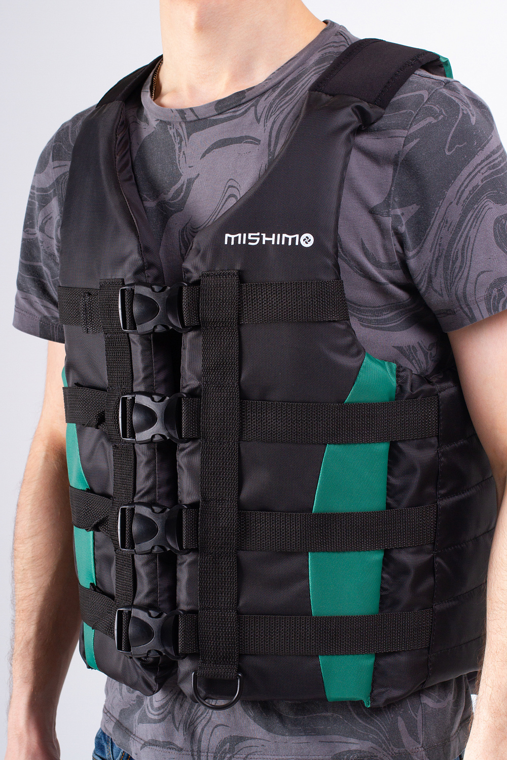 Жилет спасательный MISHIMO PRO Премиум качества Черно-зеленый в Ногинске