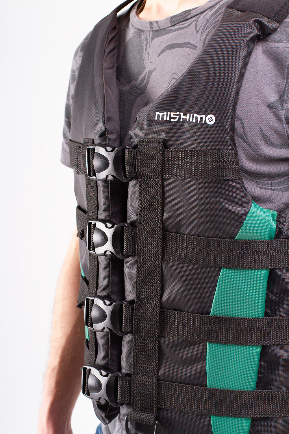 Жилет спасательный MISHIMO PRO Премиум качества Черно-зеленый в Ногинске