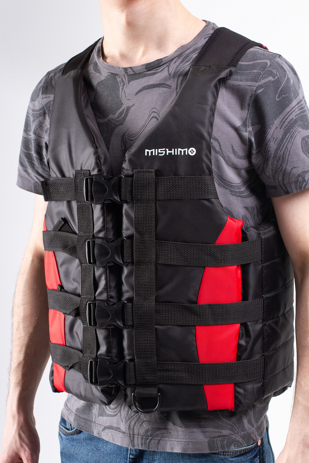 Жилет спасательный MISHIMO PRO Премиум качества Черно-красный в Ногинске